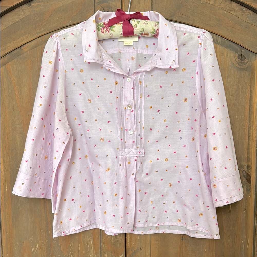 Maeve for Anthropologie lilac print blouse